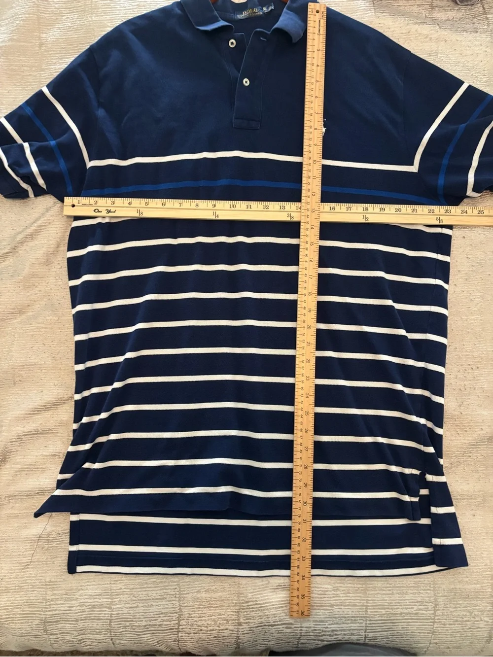 Ralph Lauren Navy Polo with White and Blue Stripes